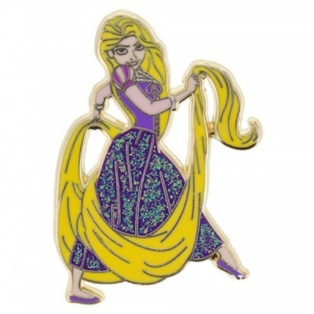 Disney Pin Tangled Movie Rapunzel Glitter Princess Holds Long Blonde Hair 120617